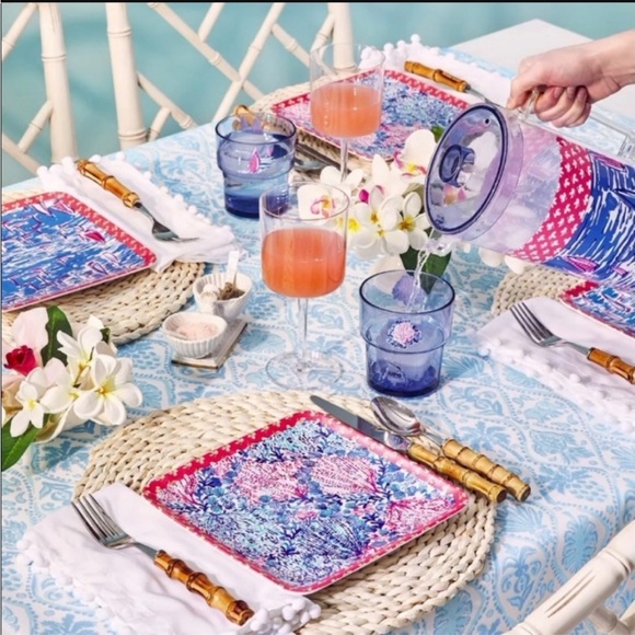 NWOB Lilly Pulitzer Set of 4 Square Melamine Plates Boatylicious Sway With Me - Picture 2 of 16
